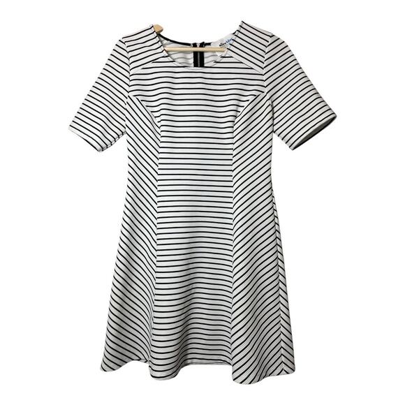 Alice Blue Stitch Fix Fit Flare Dress Mini White Black Stripe Size Medium - Picture 1 of 5